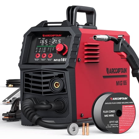 ARCCAPTAIN MIG Welder 110V/220V, 165A Multiprocess Welder Machine Gas/Gasless MIG, Lift TIG, Stick/MMA Welding Machine, 2T/4T