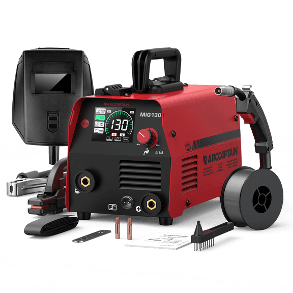 ARCCAPTAIN 130A MIG Welder, 3-in-1 Flux Core Gasless MIG/TIG/Stick 110V Portable Welding Machine with Synergic Control & MCU Tech