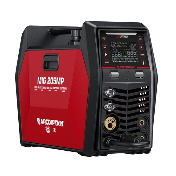 ARCCAPTAIN MIG205MP 5-in-1 Multi-Process Welder, MIG, TIG, Plasma Cutting, MMA, APP Control, Dual Voltage 120V/240V, Digital Display