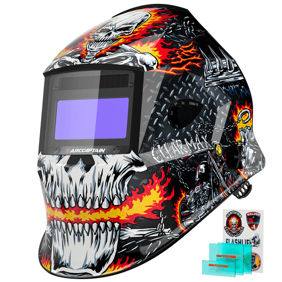 ARCCAPTAIN Auto Darkening Welding Helmet, 1/1/1/1 True Color MIG TIG Hood, 3.86”×1.69” View Screen