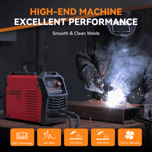 ARCCAPTAIN Stick Welder 160Am ARC/Lift TIG Welding Machine, MMA Welder with Hot Start, Arc force, and Anti-Stick