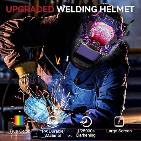 ARCCAPTAIN True Color Solar Auto Darkening Welding Helmet, 3.94"X3.66" Large Screen, 4 Arc Sensors, Wide Shade 4-13 for TIG MIG ARC Grinding