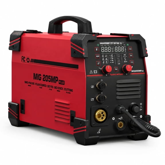 ARCCAPTAIN Welder & Plasma Cutter Combo, 205A 110V/220V Dual Voltage Multi-Process Welding Machine with Smart APP Control, Synergic MIG/MAG/TIG/Stick & Plasma Cutter