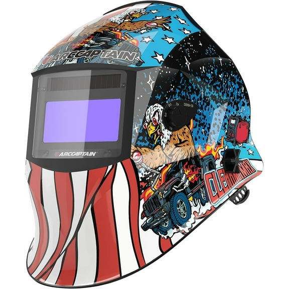ARCCAPTAIN Welding Helmet Auto Darkening, Large View Welding Hood Mask True Color with Top Optical Clarity