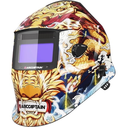 ARCCAPTAIN Welding Helmet Auto Darkening, Large View Welding Hood Mask True Color with Top Optical Clarity