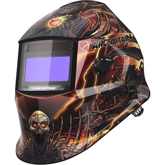 ARCCAPTAIN Welding Helmet Auto Darkening, Large View Welding Hood Mask True Color with Top Optical Clarity