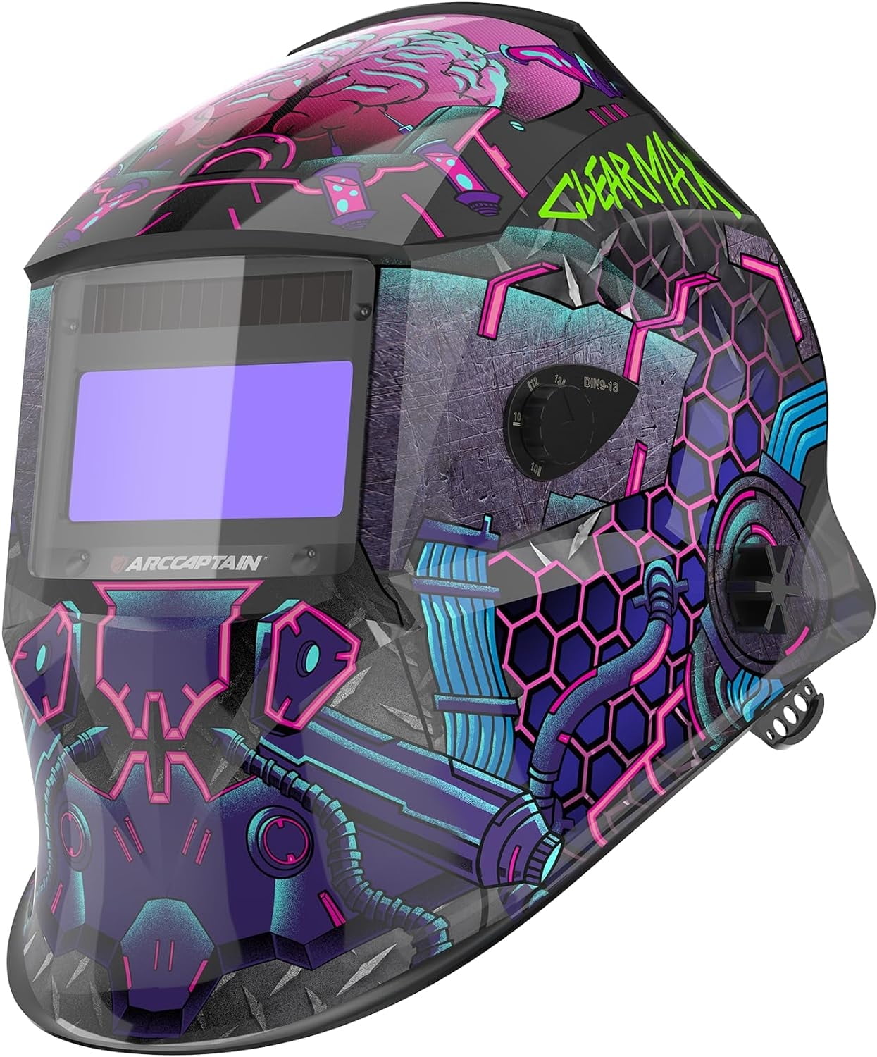 ARCCAPTAIN Welding Helmet Auto Darkening, Large View Welding Hood Mask True Color with Top Optical Clarity