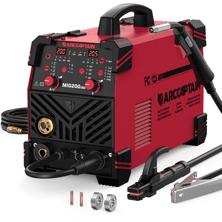 ARCCAPTIAN MIG Welder Machine 200Amps 6-in-1 Multi-Process Welding Machine Gas MIG/ Flux Core MIG/ Lift TIG/ MMA/ Spot/ Spool Gun MIG Portable Welding Equipment