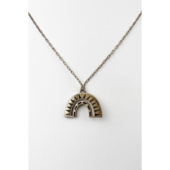 ARCH SHAPED AZTEC PATTERN METAL NECKLACE