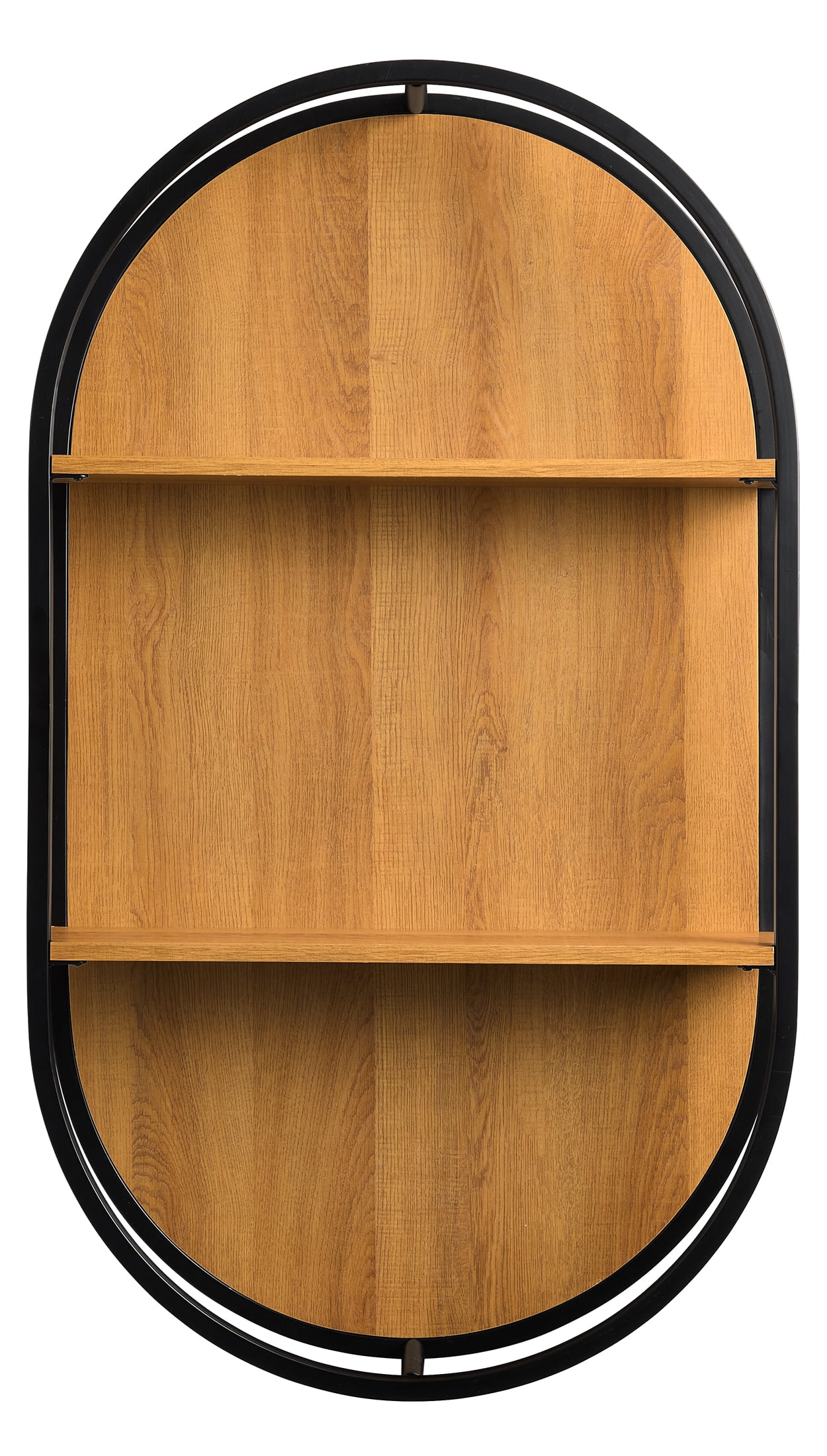 Better Homes & Gardens Open Frame Arch Shelf, Black Metal and Light Honey Finish