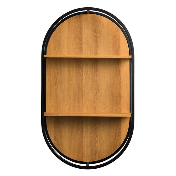 Better Homes & Gardens Open Frame Arch Shelf with Black Metal and Light Honey Finish