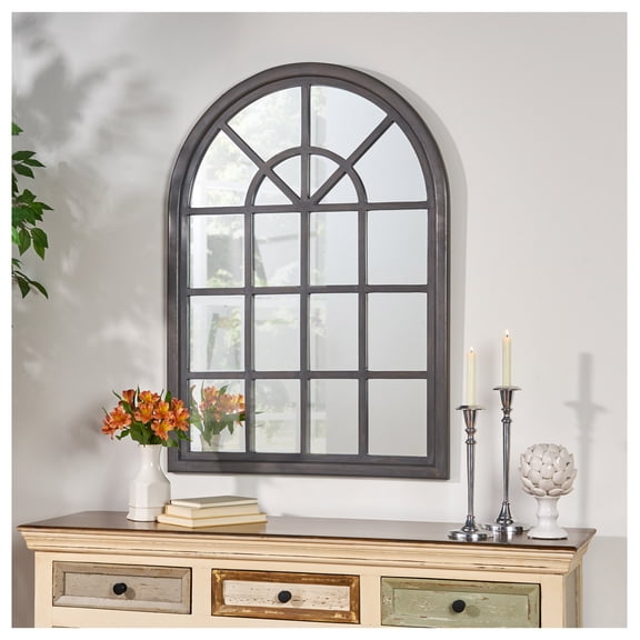 ARCH WINDOW MIRROR Grey + Wood