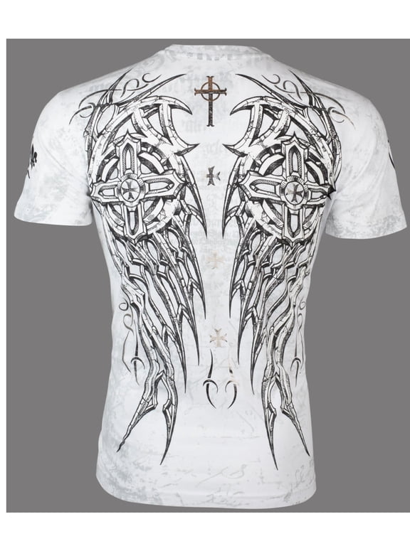 BY AFFLICTION Men's T-Shirt S/S SPIKE WINGS Biker MMA