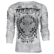ARCHAIC Mens Long Sleeve SHIELDED Crewneck THERMAL T-Shirt (WHITE)