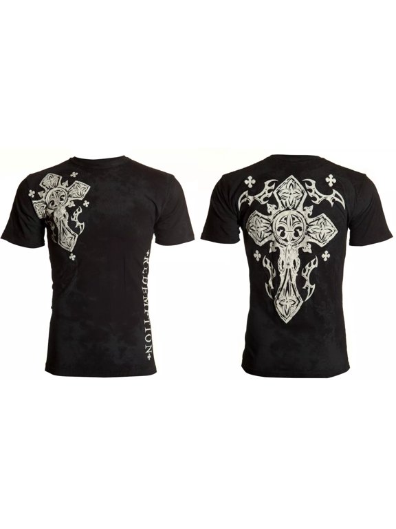 by AFFLICTION Black FATAL COURSE Short Sleeve Slim Fit Y2K T-shirt NWT