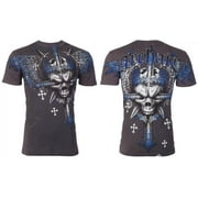 ARCHAIC by AFFLICTION Charcoal GRAVE KILLER Short Sleeve Slim Fit Y2K T-shirt