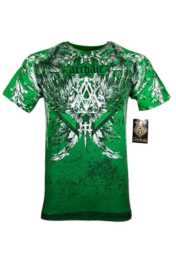 ARCHAIC by AFFLICTION Men's T-Shirt GRIFFIN Skulls Cross Wings MMA Biker