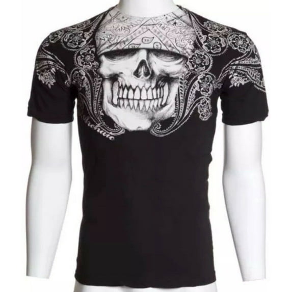 ARCHAIC by AFFLICTION Men's T-Shirt PAISLEY Cross Skull MMA Biker S-2X