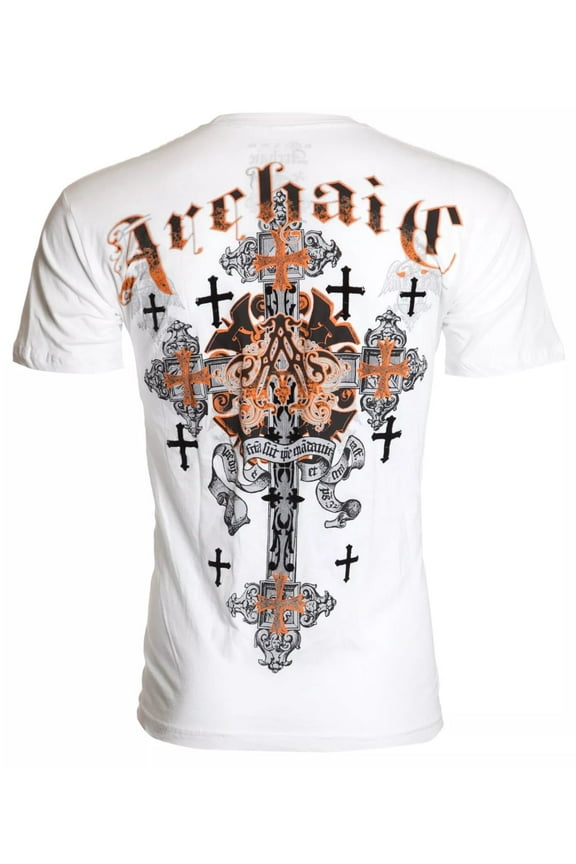 by AFFLICTION White GODFREY Cross Short Sleeve Slim Fit Y2K T-shirt NWT