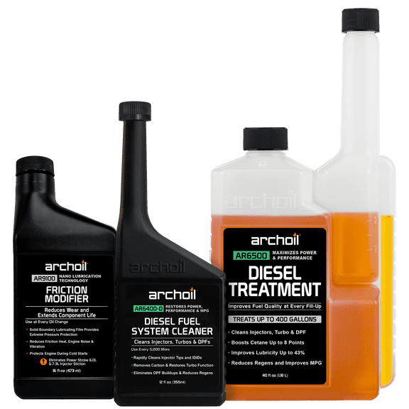 Archoil Ultimate Diesel Kit - AR9100 Friction Modifier (16oz) + AR6500 Diesel Treatment (40oz) + AR6400-D Diesel Fuel System Cleaner (12oz)
