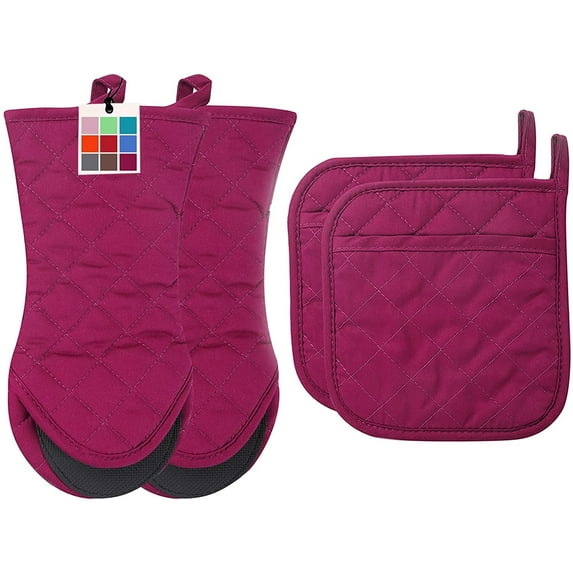 Oven Mitts Set with 2 Potholders