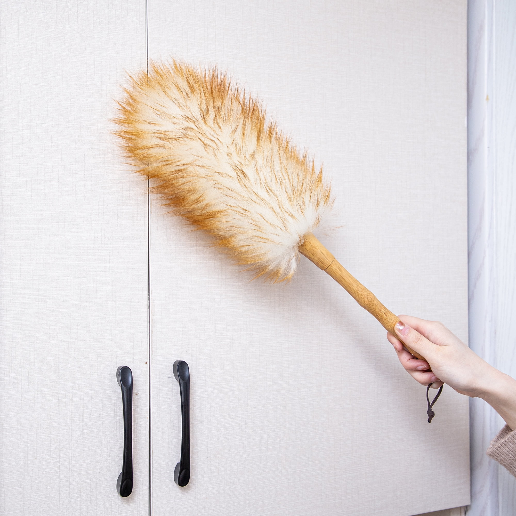 ARCLIBER Lambs Wool Duster with Solid Wooden Handle Good Grip for