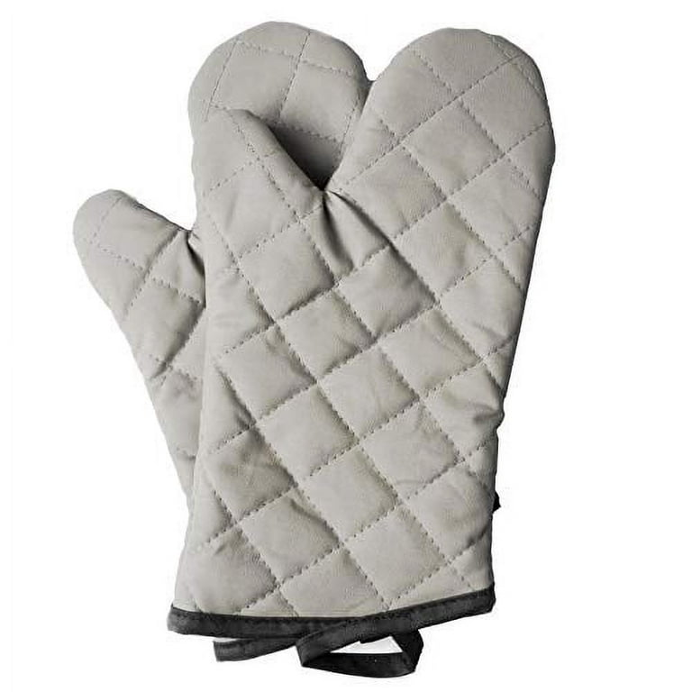 ARCLIBER Oven Mitts 1 Pair of Quilted Lining - Heat Resistant Kitchen Gloves,Flame Oven Mitt Set,Grey