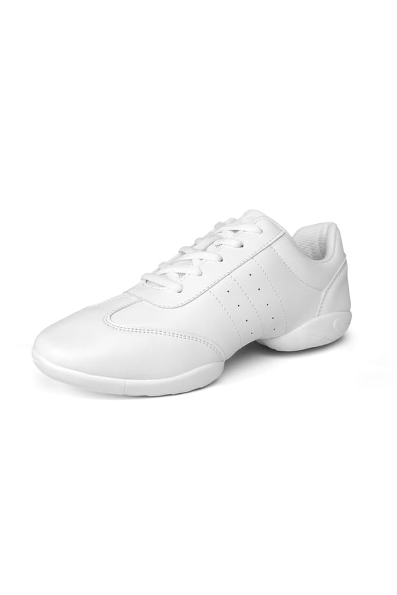 White Cheer Shoes PU Leather Cheerleading Shoes Lightweight Womens Cheer Shoes Size 7