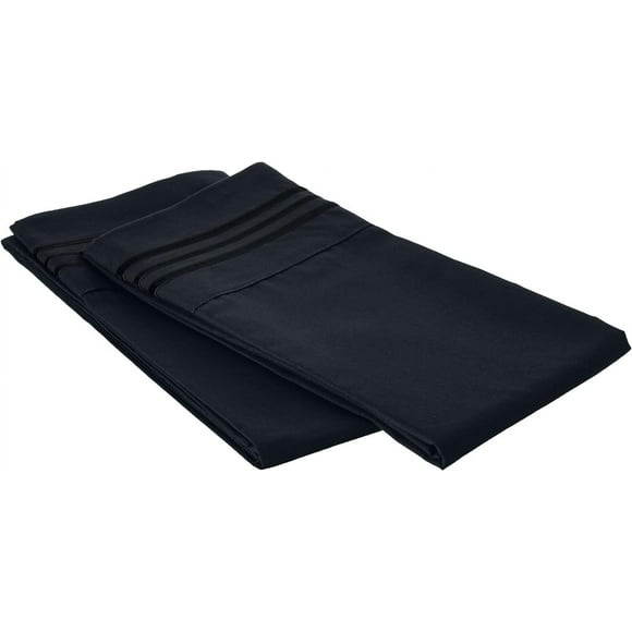 ARCOCO-1500 Thread Count Wrinkle & Fade Resistant Egyptian Quality Ultra Soft Luxurious 2-Piece Pillowcases, Standard Size, Black