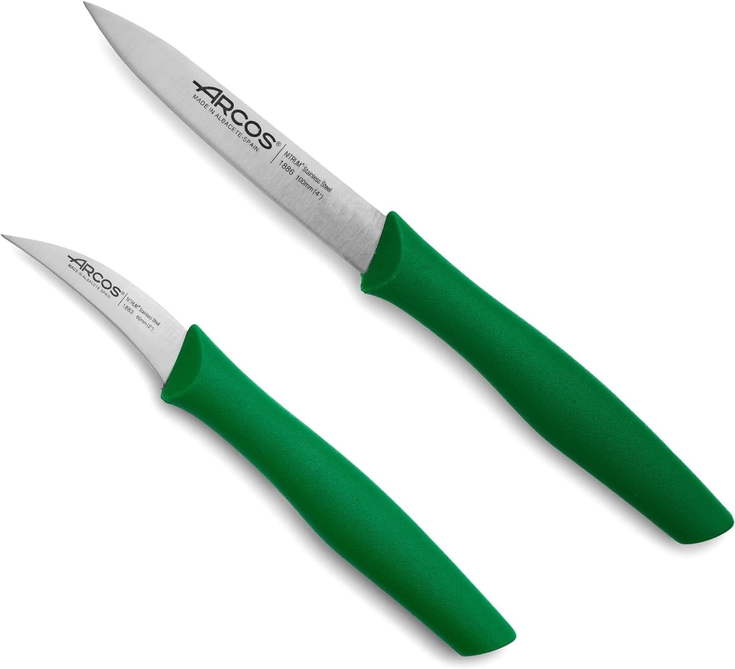 ARCOS 4 inch Paring Knife Set of 2 in Stainless Steel. Green Kitchen