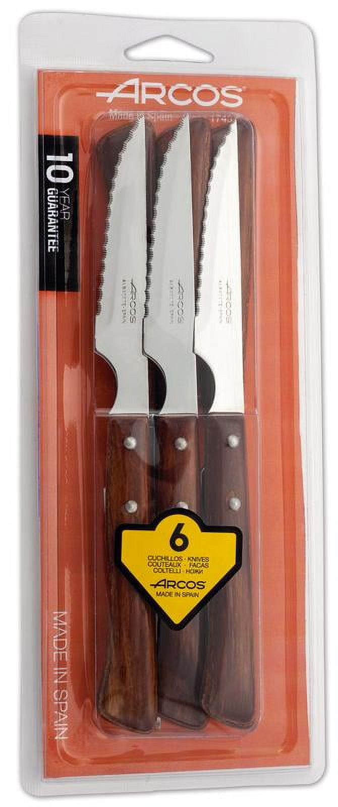 ARCOS 6 Piece Steak Knife Set 4,3 Inch. Pocket Knife Pack with Pearl