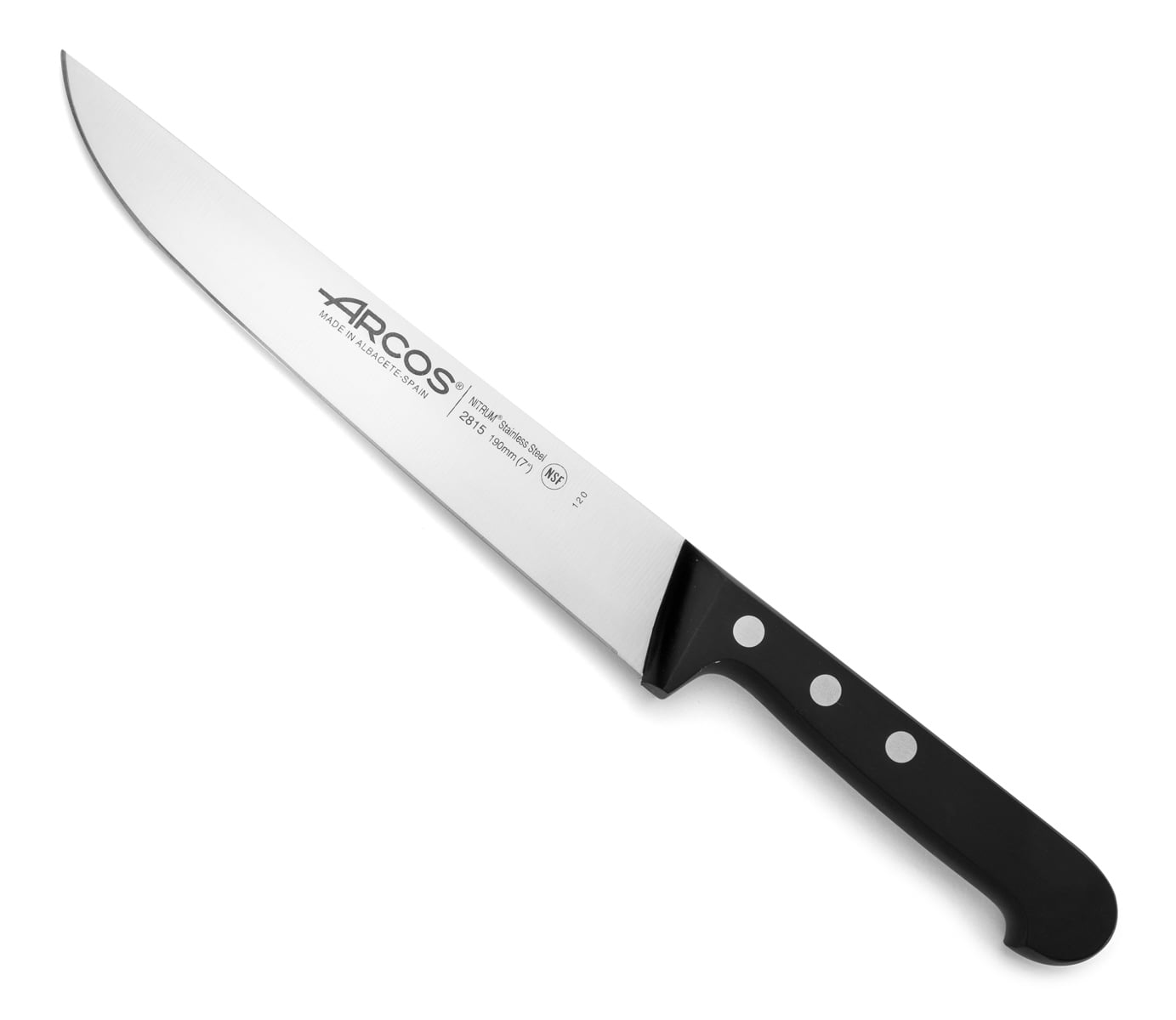 ARCOS Butcher Knife 8 Inch Nitrum Stainless Steel and 200 mm blade. Professional Cooking Knife For Cutting Meat, Fish and Vegetables. Ergonomic Polyoxymethylene Handle. Series 2900. Color Black