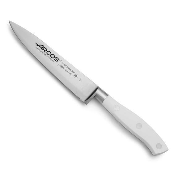 ARCOS Forged 6 Inch Chef Knife, Stainless Steel, Riviera Blanc Series, White