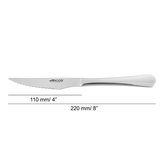 ARCOS 4 Inch Steak Knife with Smooth Edge for Cutting and Fillet Meat. Monoblock Stainless Steel Blade and Handle