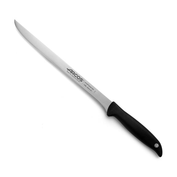 ARCOS Menorca Series 10-Inch Nitrum Stainless Steel Ham Slicing Knife, Black