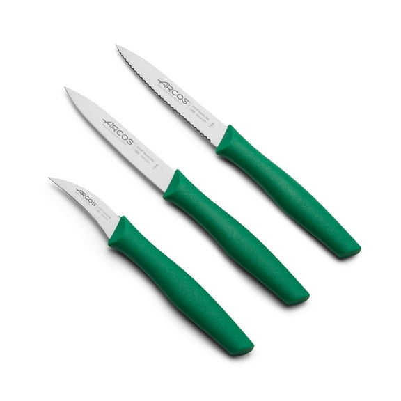ARCOS Nova Green 3pc Paring Knife Set Stainless Steel for Fruits & Vegetables