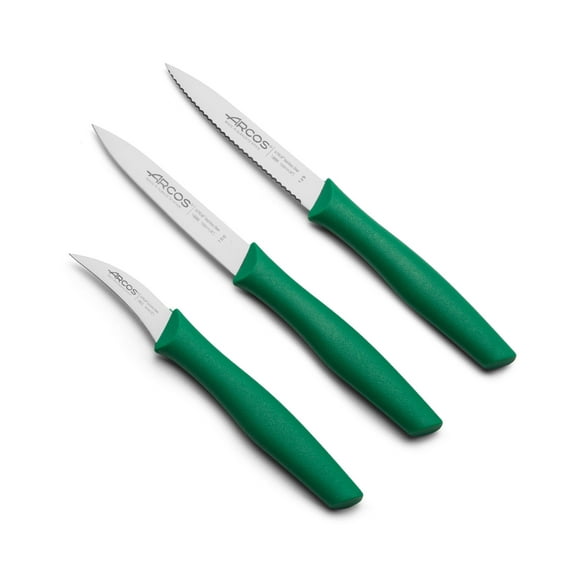 ARCOS Nova Green 3pc Paring Knife Set Stainless Steel for Fruits & Vegetables