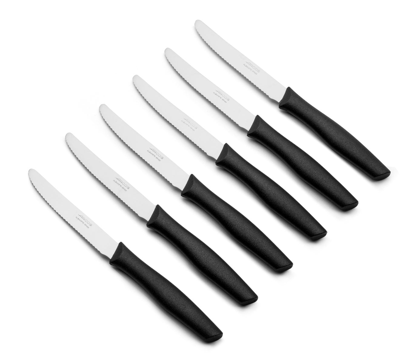 ARCOS Steak Knife Set, 6-Piece Utility Serrated Knives with Ergonomic Handles