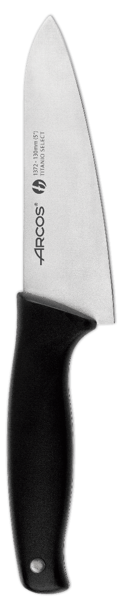 ARCOS Vegatable Knife 5 Inch Stainless Steel. Professional Vegetable Knife for Peeling Fruits and Vegetables. Ergonomic Polyoxymethylene Handle and 130 mm Blade. Series Titanio. Color Black.