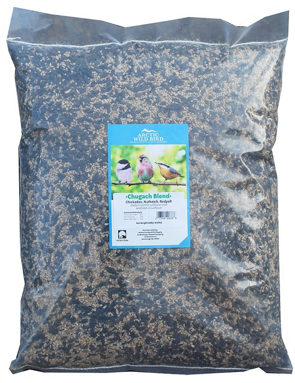 Arctic Chugach Wild Bird Seed Mix 20lb Bag with Sunflower Chips and Black Sunflower
