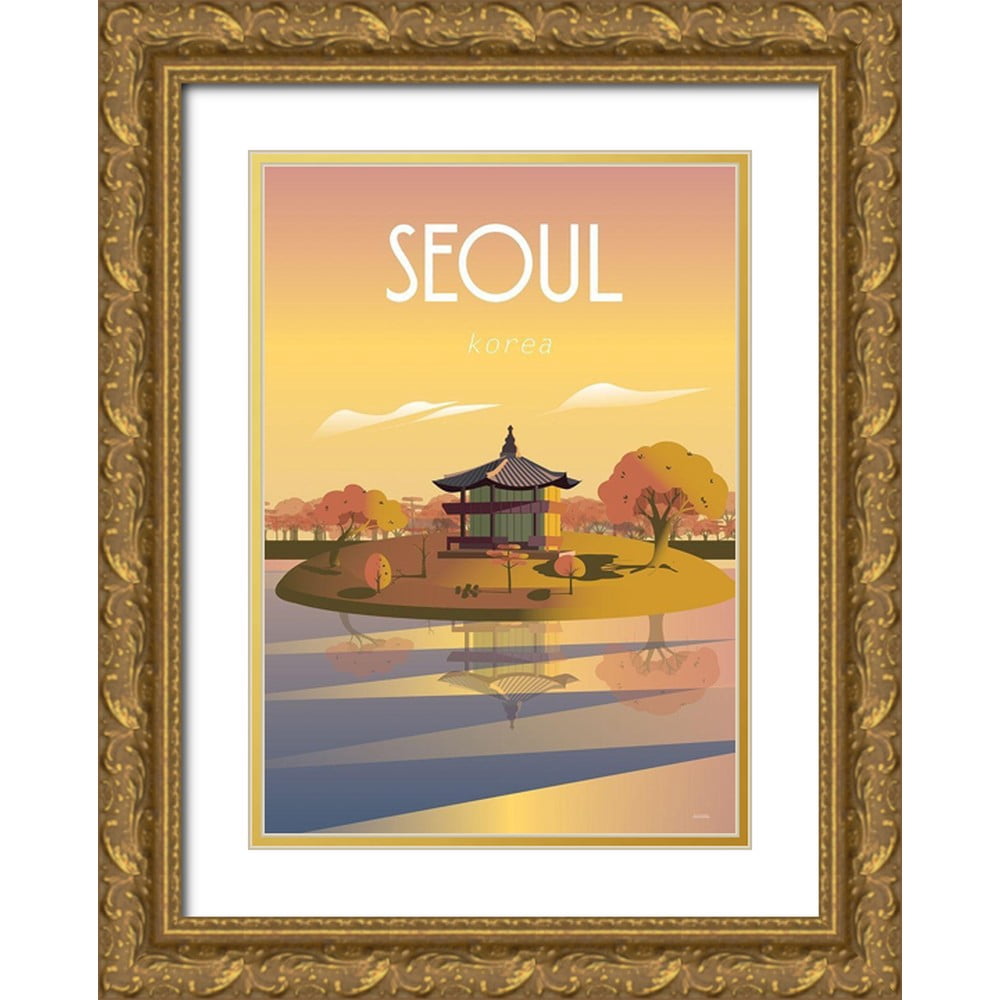 ARCTIC FRAME 24x32 Gold Ornate Wood Framed with Double Matting