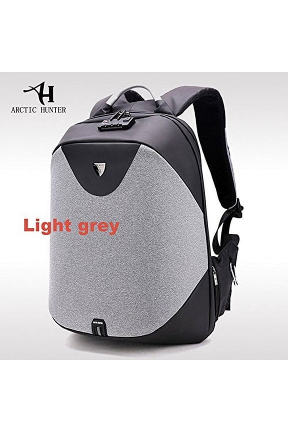 Business Backpack Invisible Anti theft Backpack Aluminum Alloy Handle with USB Charging Port Travel Rucksack Laptop Pro Water-Resistant Computer Backpack (Light Grey)