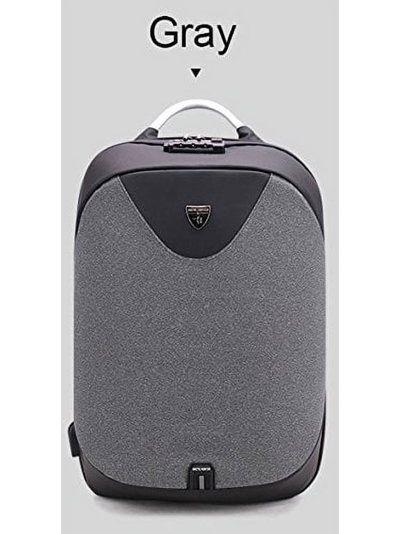 Business Backpack Invisible Anti theft Backpack Aluminum Alloy Handle with USB Charging Port Travel Rucksack Laptop Pro Water-Resistant Computer Backpack (Grey)