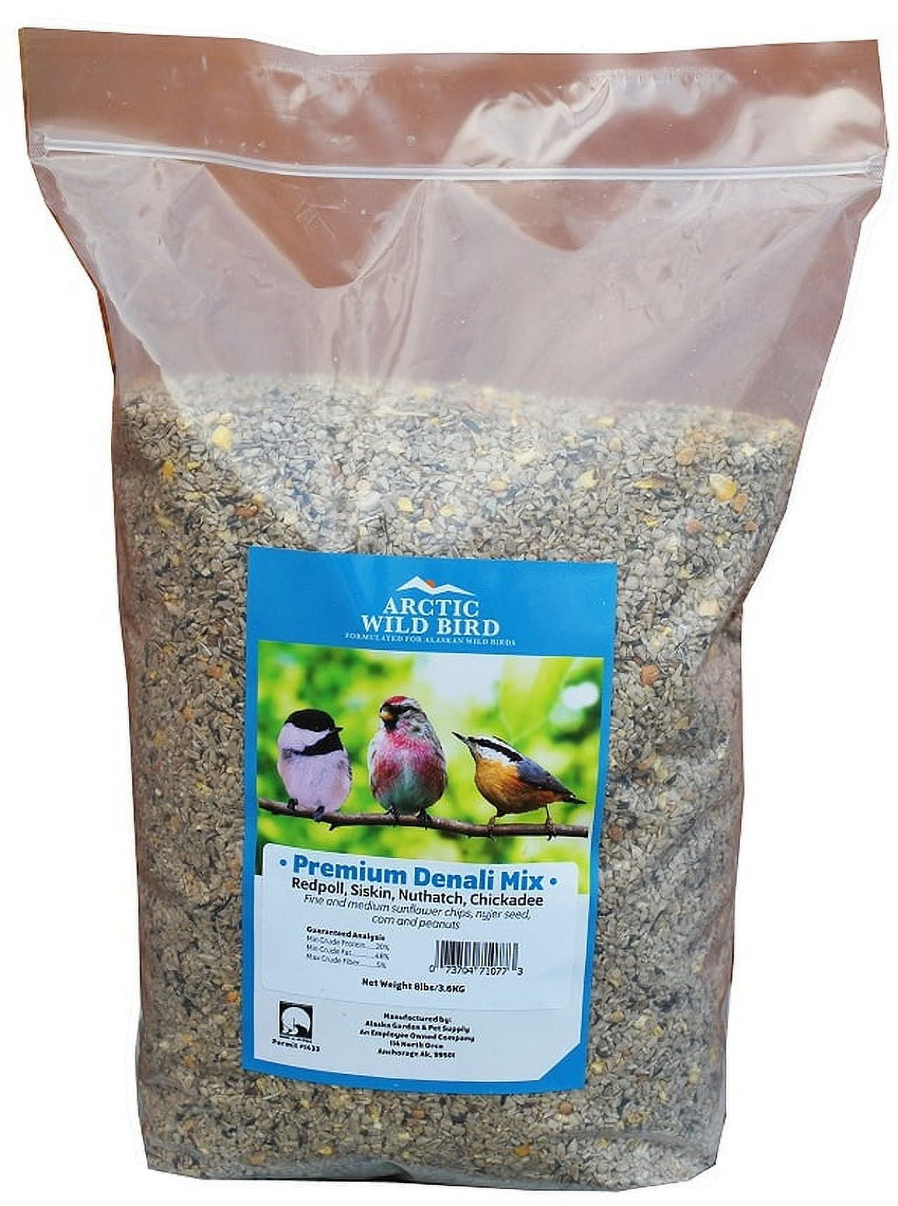 Arctic Wild Bird Premium Denali Mix Bird Seed 8lb with Nyjer Seed and Peanut Dices