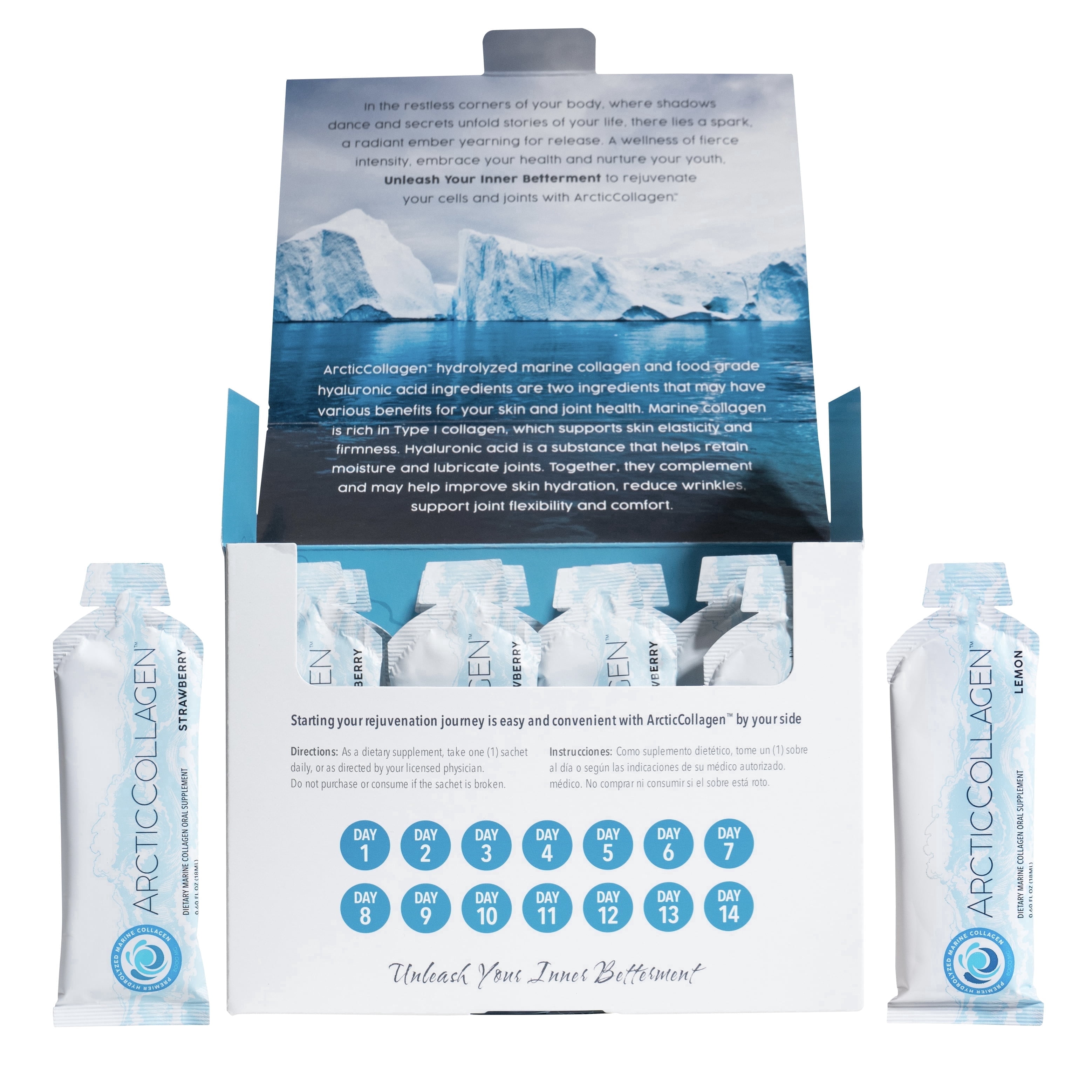 ARCTICCOLLAGEN™ - Collagen Beauty | 8000 mg Hydrolyzed Marine Collagen Liquid Supplement - Hyaluronic Acid and Vitamin C to Support Healthy Hair, Skin, Nails | Sugar-Free Lemon (8000mg, Lemon)