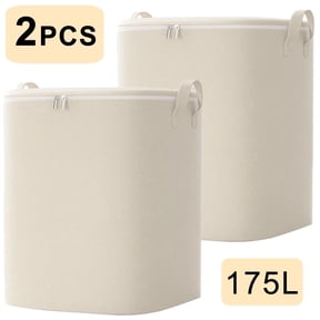 ARCTICICE 175L Large Foldable Closet Storage Bins, Stackable Waterproof for Clothes Toy Blanket Comforter Bedding Storage Organizer, Beige