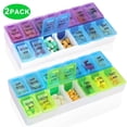 thumbnail image 1 of ARCTICICE 2-Pack Pill Box 7 Day Pill Organizer 2 Times a Day Large Pill Travel Case, 14 Individual Compartmented Pill Box with Braille Printed, 1 of 7