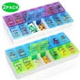 thumbnail image 1 of ARCTICICE 2-Pack Pill Box 7 Day Pill Organizer 2 Times a Day Large Pill Travel Case, 14 Individual Compartmented Pill Box with Braille Printed, 1 of 7