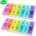 thumbnail image 1 of ARCTICICE Pill Box 7 Day Pill Organizer 2 Times a Day Compact Pill Travel Case, 14 Individual Compartmented Pill Box with Braille Printed, Rainbow, 1 of 5