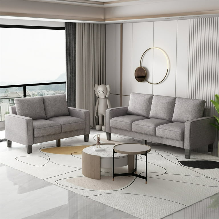 ARCTICSCORPION 2 Pieces Living Room Sofa Set Modern Sectional Sofa Include 3 Seat Couch and Loveseat Fabric Upholstered Sofa Furniture for